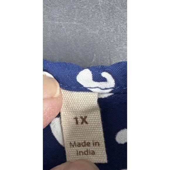 Soft Surroundings Women’s Sonrisa Blue White Polka Dot Ruffle Blouse Top Sz 1X - Picture 8 of 11